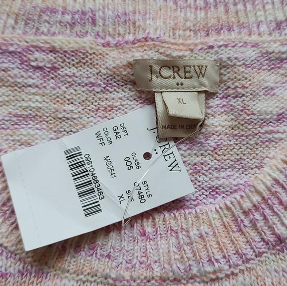 J Crew Knit Cotton Linen Vest Sweater Pink Purple White Coral Sleeveless XL - Picture 16 of 16